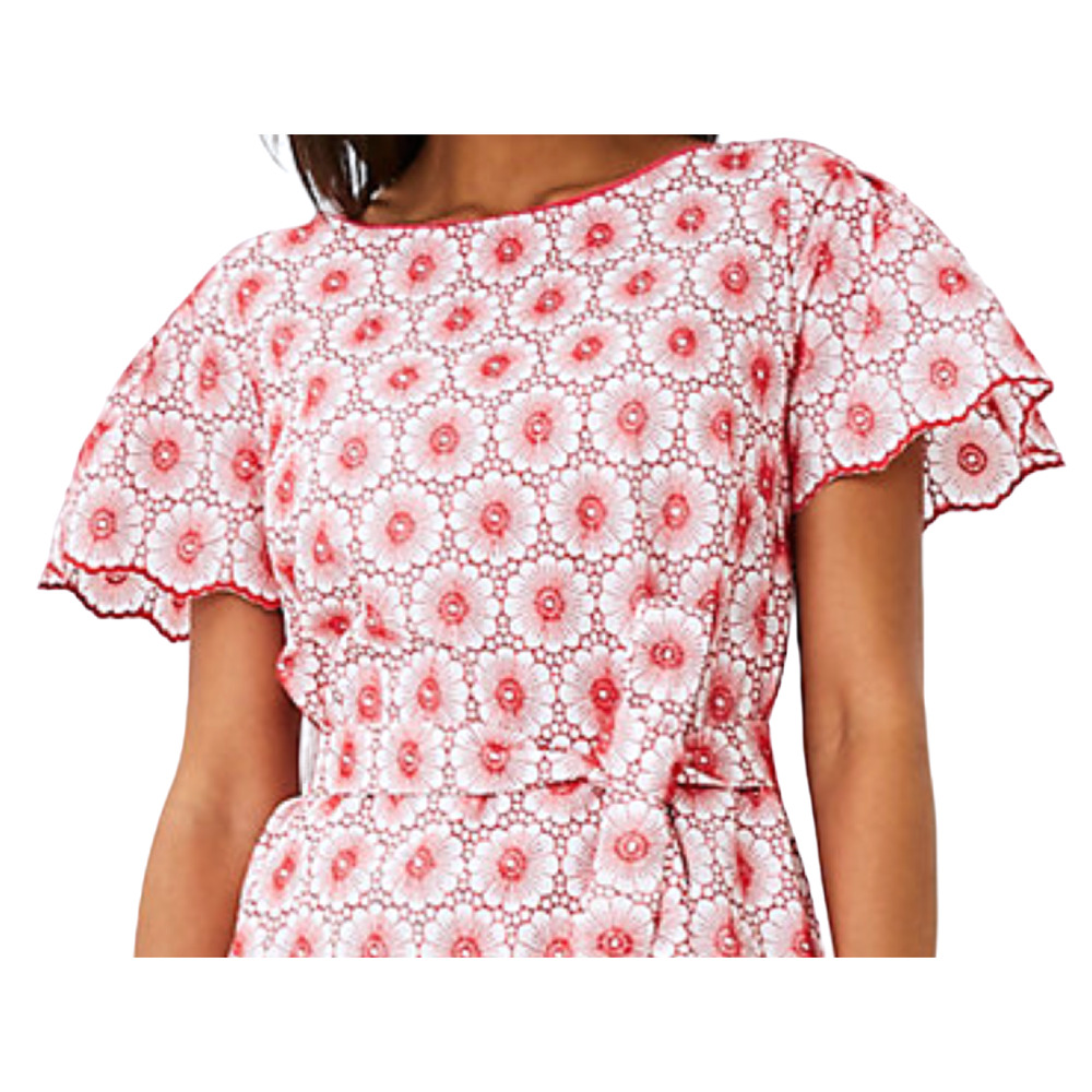 NEW ANN TAYLOR HIBISCUS PETITE EYELET TIE WAIST EMBROIDERED SHIFT DRESS XXS XXSP - Picture 4 of 8